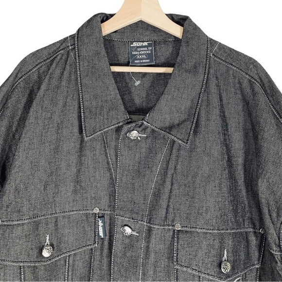 Vintage SCHOOL OF HARD KNOCKS  Y2k Jean Jacket Size 3XL - Picture 7 of 15